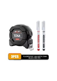 Resim Set 4-kendinden Kilitleme Yüksek Hassasiyetli Floresan Çelik Mezura Alınabilir Kalınlaşmış Aşınmaya Dayanıklı Ölçüm Bandı Araçları 5m 7.5m 10m 