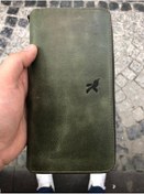 Resim Unisex Koyu Yeşil Hakiki Deri Telefon Bölmeli Kartlıklı Cüzdan El Portföyü Yeşil 