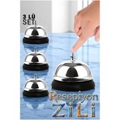 Resim Skygo Resepsiyon Zili - Resepsiyon ve Restoran İçin Zil - Resepsiyon Çağrı Zili 3 lü set 