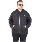 Resim Mocgrande Büyük Beden Kapüşonlu Fermuarlı Sweat Double Face Ossi 25705 Sıyah Siyah 