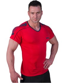 Resim Bodydrom Fitness Ve Bodybuilding T-shirt Omuz Baskılı Kısa Kollu Kırmızı 