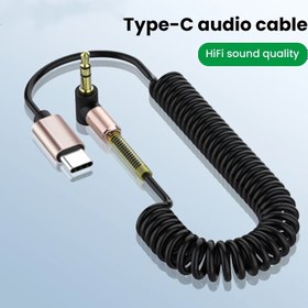Resim 3.5mm'den 3.5mm'ye AUX Kablosu, Tip-C Bağlantı Elemanı - Yüksek Kaliteli Ses, Samsung ve Xiaomi Tabletler için Spring Design, Taşınabilir Kulaklık Kablosu | Spring Kablosu | Dayanıklı Kablo 