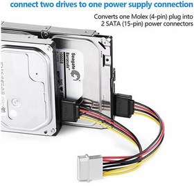 Resim Sata Power Kablosu 2 Li 15Cm Çoklayıcı Güçlendirilmiş Bakır Kablo 