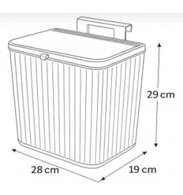 Resim 15 Litre Fonksiyonel Kapaklı Banyo ve Mutfak Tezgahüstü Çöp Kovası Dolap ve Duvar Aparatlı 15 Lt.,yerden Tasarruflu Lavabo Altı Veya Dolap Kapısı Için Kapasiteli Mutfak Çöp Kovası,askılı (Beyaz) 