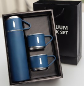 Resim OMZ ÇANTALI 500ML 3 ADET BARDAKLI ÇELİK TERMOS SETİ (K246) 