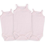 Resim Novibaby 3'lü 9-12 Ay Jakarlı İp Askılı Pembe Bebek Atlet Body Zıbın Çıtçıtlı 100% Pamuk Pembe 