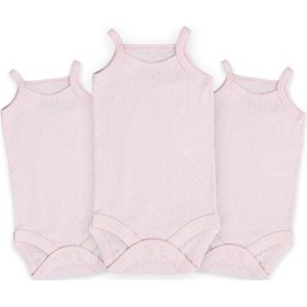 Resim Novibaby 3'lü 9-12 Ay Jakarlı İp Askılı Pembe Bebek Atlet Body Zıbın Çıtçıtlı 100% Pamuk Pembe 