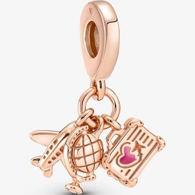 Resim Uçak, Dünya Küresi ve Bavul Sallantılı Rose Charm 