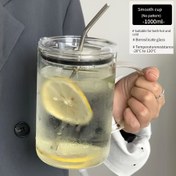 Resim 1L Borosilikat Cam Bardak Pürüzsüz Bitiş - Büyük Tutma Kolu, Tekrar Kullanılabilir, Dayanıklı Su Bardağı Sıcak ve Soğuk İçecekler İçin, Ev ve Ofis Kullanımı İçin Mükemmel, Ofis İçecekleri | Şık Bardak | Pürüzsüz Bitiş Cam, Büyük Kapasiteli Bardak 