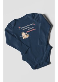 Resim Morivokids Dedeye Ve Babaanneye Özel Uzun Kollu Bebek Body %100 Pamuk Lacivert 
