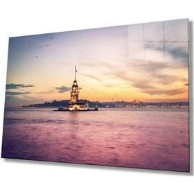 Resim Miyrem Glasses Collection -a1^ Istanbul Kız Kulesi Manzaralı 4mm Dayanıklı Cam Tablo Temperli Cam 