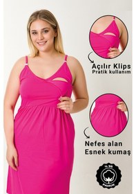 Resim Parlingerie Hamile Lohusa Geceliği İp Askılı Fuşya 