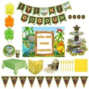 Resim Dinozor Afişli Lüks Doğum Günü Parti Süsleri 16 Kişilik 