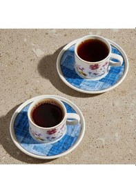 Resim Güral Porselen Mental 4 Parça Çay Fincan Takımı 6709 Mavi Mavi 