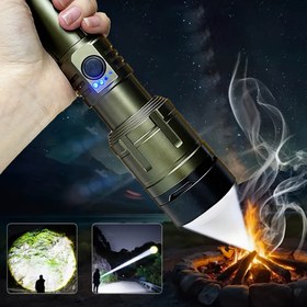 Resim FX-2503 1 adet Hediye Kutusu İçinde Güçlü Alüminyum Alaşımlı El Feneri, Fresnel Lensi, 5000mAh Büyük Kapasiteli Pil, Ateşlemek İçin Güçlü Foküsleme Kabiliyeti, Mobil Telefonlar İçin Ters Şarj, Kamp, Açık Hava Aktiviteleri, Otomobil Tamiri, Ev Yenileme İçin İdeal - Açık Hava Ekipmanları | Modern El Feneri | Dayanıklı Yapı, El Feneri 