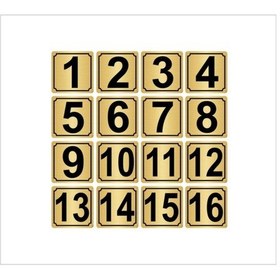 Resim Metal Kapı,masa,dolap Numarası 15cmx15cm 16 Adet Altın Renk Metal 