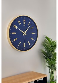 Resim Gold Çerçeve İnce Latin Duvar Saati 43 Cm Açık 