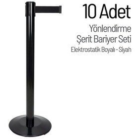 Resim İleri Trafik Yönlendirme Şerit Bariyer 10 Adet Set-2022 - Siyah Şerit 