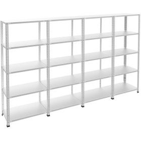 Resim RafBurada 5 Katlı 4'lü Galvaniz Çelik Raf - Depo, Arşiv, Kiler, Dosya, Market Rafı 43x75 Cm-200 Cm-1.00 Mm 