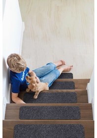 Resim Halıfleks Mega Rip Kaymaz Kauçuk Tabanlı Zemine Tutunan Merdiven Paspası - Siyah Null 