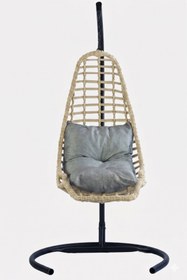 Resim KalyonHome Relax Rattan Tek Kişilik Ayak Uzatmalı Balkon Bahçe Salıncağı 