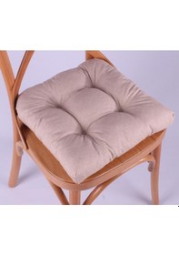 Resim Altınpamuk Altınpamuk Lina Pofidik Bej Sandalye Minderi Özel Dikişli Bağcıkl 