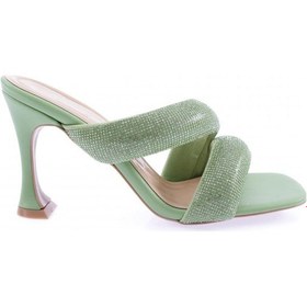 Resim Dgn 8038-23y Kadin Silver Taşli Bant Atmali Topuklu Terlik 8038-2219-R15054 Yeşil 