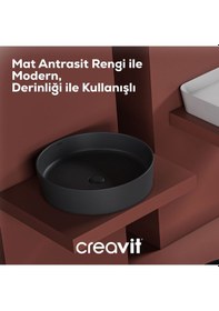 Resim Creavit Loop Yuvarlak Çanak Lavabo Ø45 Cm Mat Antrasit Lp145-00am00e-0000 