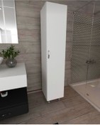 Resim Beyaz Mdf Duvara Asma Banyo Boy Dolabı 