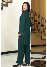 Resim Raika Moda Şifon Umay Büyük Beden Tesettür Takım Zümrüt 