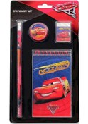 Resim Cars Lisanslı Kırtasiye Seti 4 Parça Not Defteri Kalem Silgi Kale 
