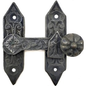 Resim Antika Tarz Dekoratif Pirinç Kapı, Pencere Mandalı - 86X72 Mm, Oksit 