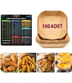 Resim Esmo Home Bor Airfryer Pişirme Kağıdı 100 Adet Fritöz Pişirme Kağıdı,fritöz Yağlı Kağıdı, Yanmaz Kağıt 