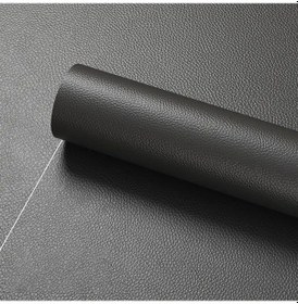 Resim 30x100 Cm Yapay Pu Deri Yamalar Suni Suni Deri Kumaş Kendinden Yapışkanlı Dark Grey 