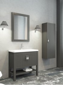 Resim NETDEKO Helen 80 cm Banyo Dolabı-Antrasit (Boy Dolabı Hariç) 