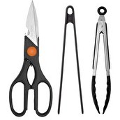 Resim Kitchen Design Lab Çok Amaçlı Metal Mutfak Makası Ve Silikon Kızartma Maşa Servis Seti - 3 Adet 