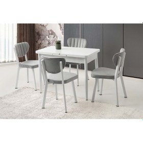 Resim Mobilgen Beyaz Esinti Sandalye 100+25 Milano Kelebek Açılabilir Masa Takımı Beyaz 