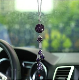 Resim Aura Accessories Kristal Mürdüm Taşlı Avize Tasarım Dikiz Ayna Süsü 