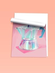 Resim Zestia Çerçevesiz Poster, Pembe Moka Pot - İtalyan Kahve Makinesi, Mutfak Dekoru Poster No: 108080 21 x 30 