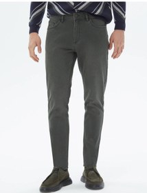 Resim Kip Haki Slim Fit Denim Pamuk Karışımlı Pantolon Çok Renkli 