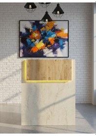 Resim Resital Ledli Karşılama Bankosu G-90 Cm Ofis Kasa Resepsiyon Masası Banko-003-8-6 