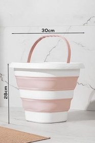 Resim Porsima 1175-1 Damla Katlanabilir Silikon Su Kovası 28X30Cm Banyo Balkon Temizlik Kovası 10 Lt - Pudra 