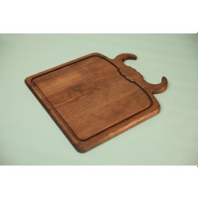 Resim Fam Wood Art %100 Doğal Çam Steak Tahtası Hamburger Tabağı Kahverengi 