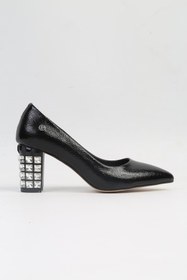Resim Pierre Cardin ® | PC-51201 - 3478 Siyah Kırışık - Kadın Topuklu Ayakkabı 