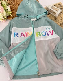 Resim Kız Çocuk Mint Rainbow Yağmurluk 