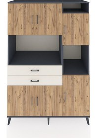 Resim Kronos Dolap 9 Raflı 2 Çekmeceli 6 Kapaklı 132x59x195 Antrasi... Antrasit 