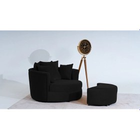 Resim Ay Dinlenme Koltuk Berjer & Hareketli Puf Dahil Dinlenme Berjer Seti Siyah 