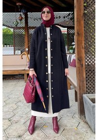 Resim Rabia Şamlı Yakut Angora Triko Kap Siyah Çok Renkli 