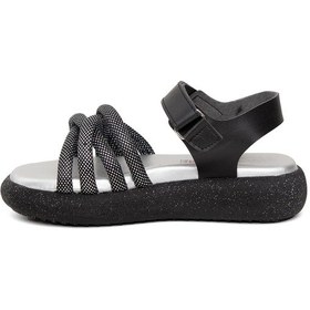 Resim Minican Şa F 006 Filet Kız Çocuk Düz Sandalet Siyah Siyah 