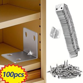 Resim 100 adet Dayanıklı L-Şekilli Köşe Destekleri - 90 Derece Metal Braketler Ahşap Raflar, Masalar, Sandalyeler ve Dolaplar için - Artan Dayanıklılık için Güçlü Çelik Donanım Aksesuarları 